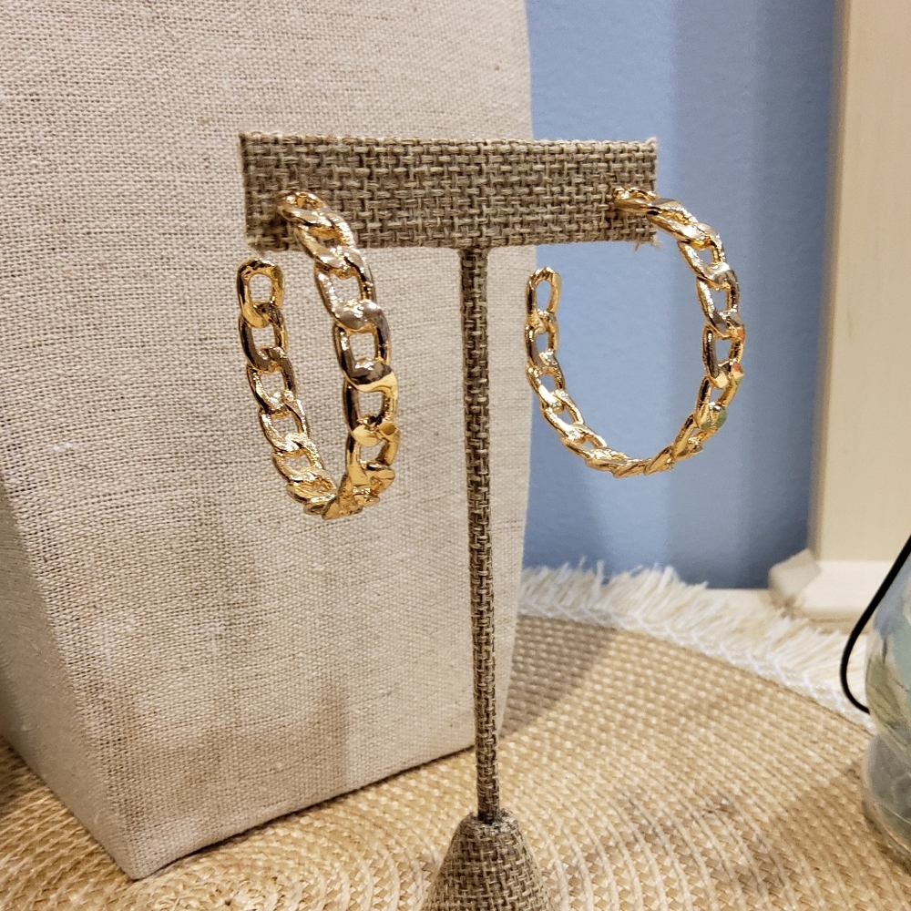 Gold Chain Hoop Earrings